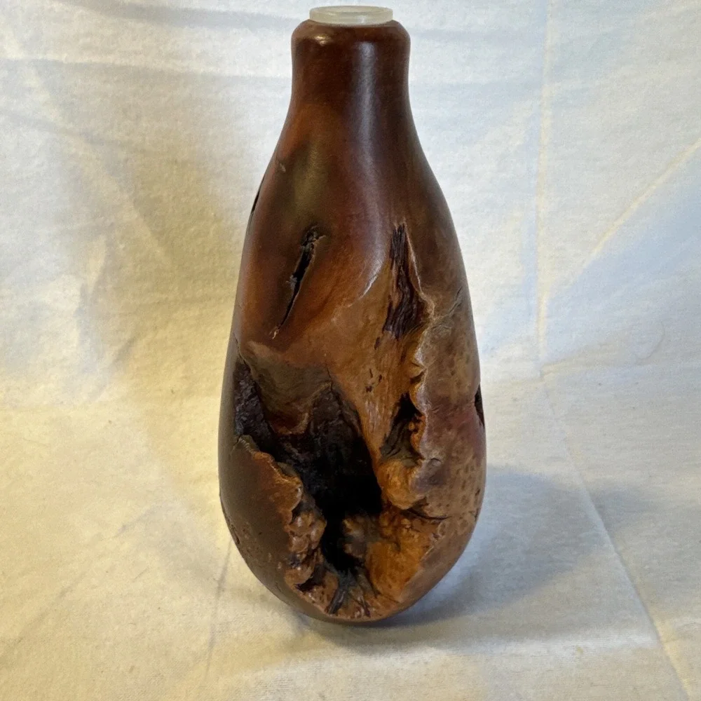 Beautiful Vintage BURL WOOD Art Vessel Bud VASE 7.5